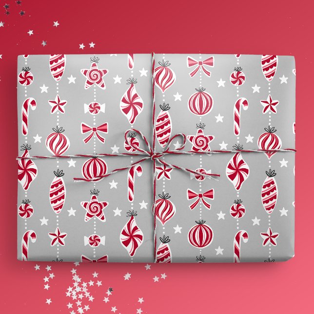 Peppermint Candy Baubles Geschenkpapier (Gift Mockup)