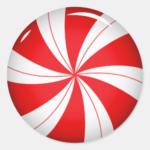 Peppermint Candy   Candy Cane Weihnachtskleber Runder Aufkleber