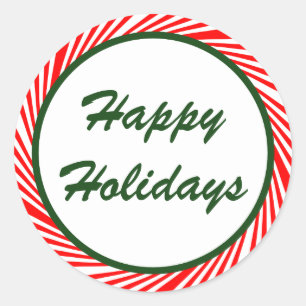 Peppermint Candy Cane Border Holiday Stickers