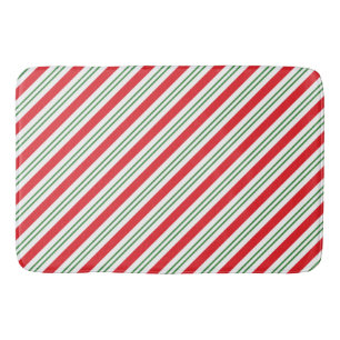 Peppermint Candy Cane Streifen Muster (rot/grün) Badematte