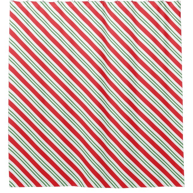 Peppermint Candy Cane Streifen Muster (rot/grün) Duschvorhang (Vorderseite)