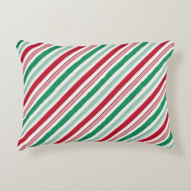Peppermint Candy Cane Stripe Pillow Dekokissen (Vorderseite)