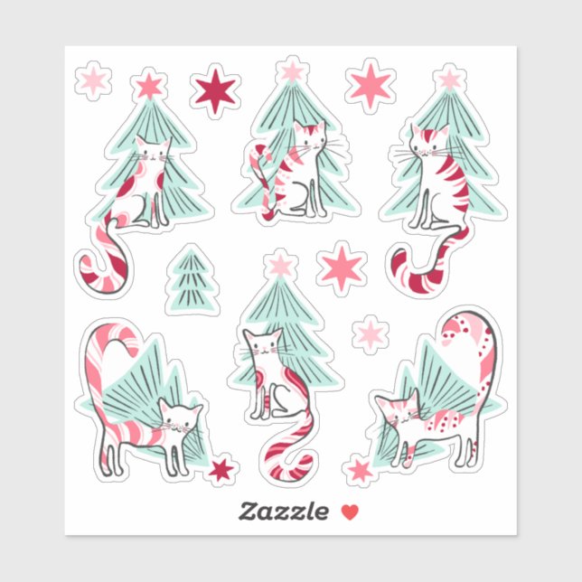 Peppermint Candy Cats Aufkleber (Blatt)