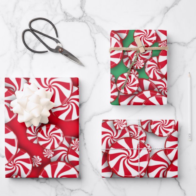 Peppermint Candy Christmas  Geschenkpapier Set (Vorderseite)