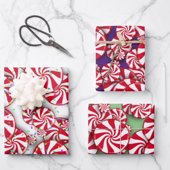 Peppermint Candy Christmas Geschenkpapier Set (Vorderseite)