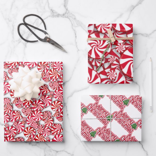 Peppermint Candy Christmas  Geschenkpapier Set (Vorderseite)