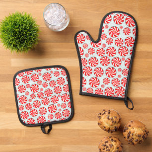 Peppermint Candy Christmas Ofenhandschuh & Topflappen-Set