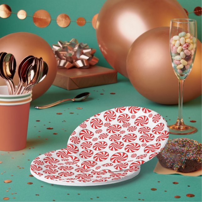 Peppermint Candy Christmas Pappteller (Multi)