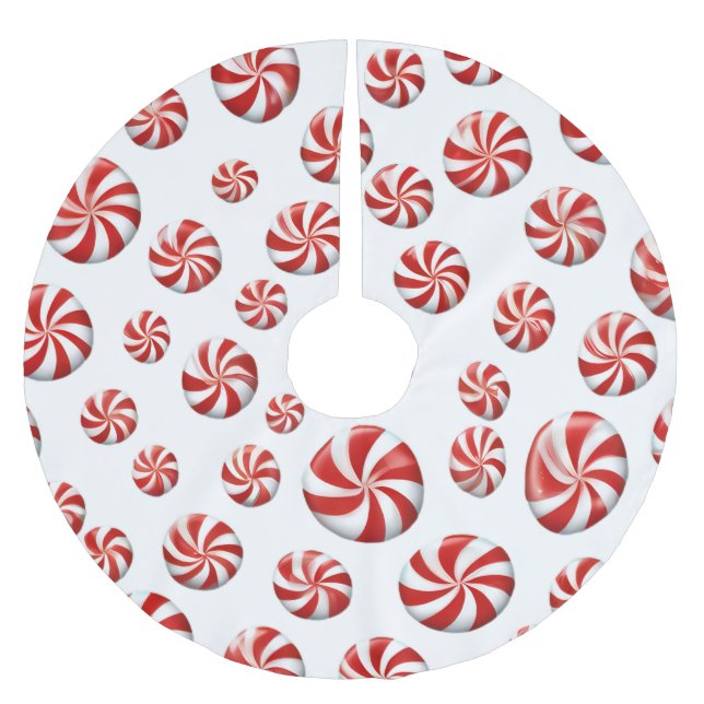 Peppermint Candy Christmas Themed Polyester Weihnachtsbaumdecke (Vorderseite)