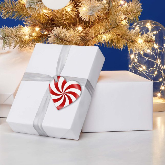 Peppermint Candy Heart Geschenkanhänger (Add a customizable peppermint candy heart tag to your holiday presents!)