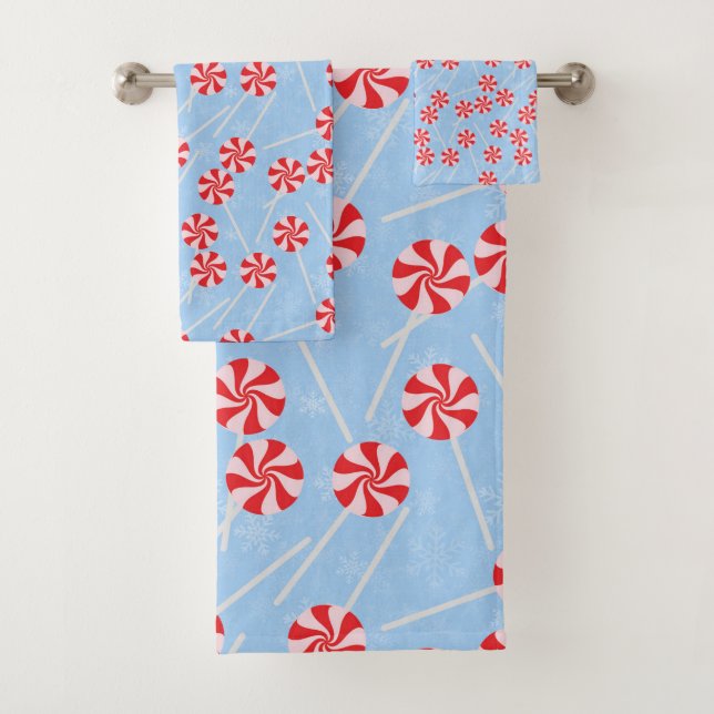 Peppermint Candy Mints Weihnachten Badhandtuch Set (Insitu)