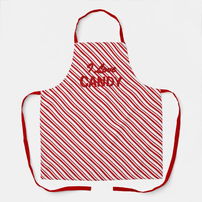 Peppermint Candy Stripes "I Liebe Candy" Schürze (Vorderseite)