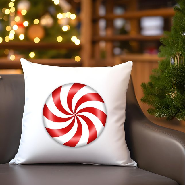 Peppermint Candy Throw Kissen (Add some sweet peppermint candy to your holiday decor with a Christmas pillow.)