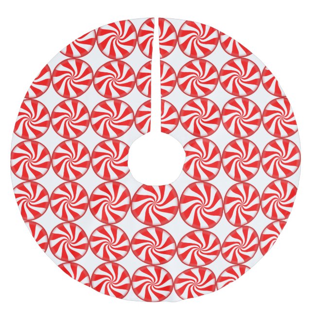Peppermint Candy Tree Skirt Polyester Weihnachtsbaumdecke (Vorderseite)