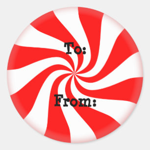 Peppermint Candy Weihnachtsgeschenke Tags Runder Aufkleber