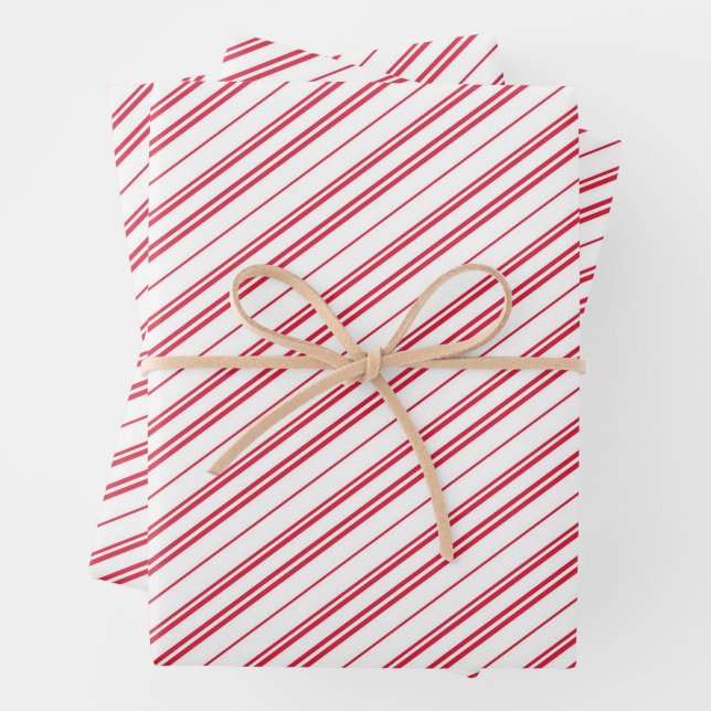 Peppermint Christmas Candy Cane Stripes Geschenkpapier Set (Beispiel)