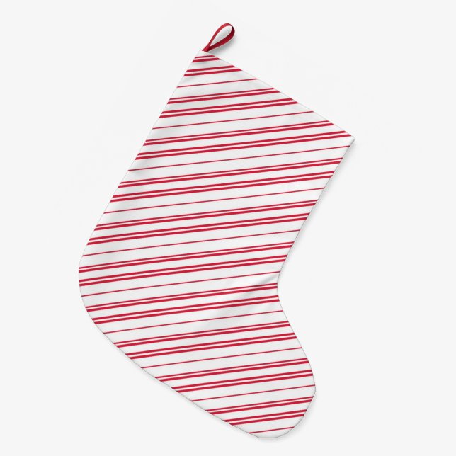 Peppermint Christmas Candy Cane Stripes Großer Weihnachtsstrumpf (Vorderansicht (hängend))