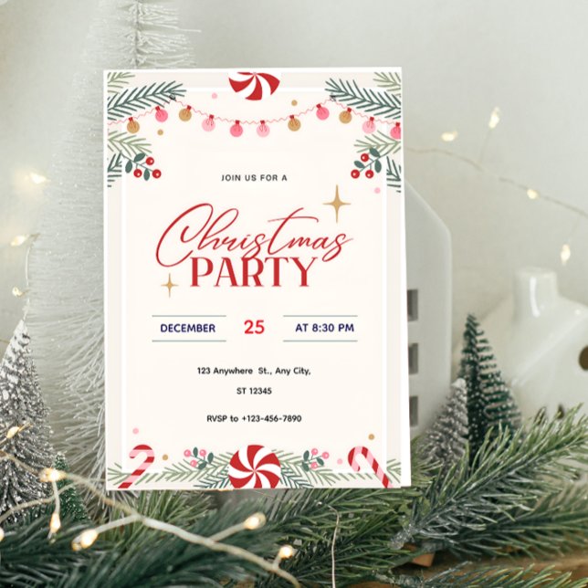Peppermint Christmas Party Invitation  Einladung (Von Creator hochgeladen)