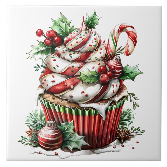 Peppermint Cupcakes Fliese (Vorderseite)
