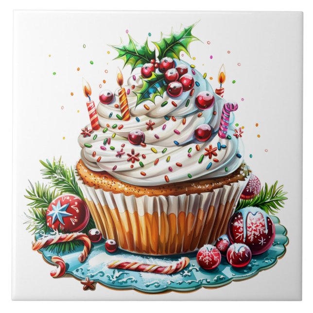 Peppermint Cupcakes Fliese (Vorderseite)