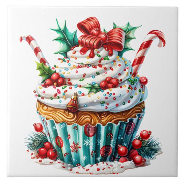 Peppermint Cupcakes Fliese (Vorderseite)