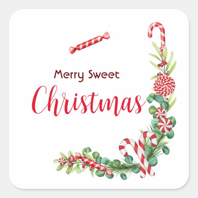 Peppermint elegant quadratischer aufkleber (Vorderseite)