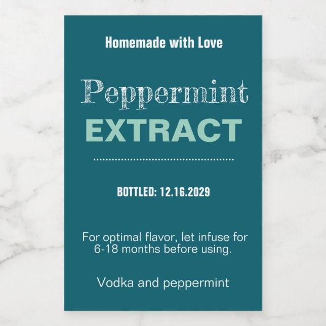 Peppermint Extract Modern Label Sticker VLL1rt Lebensmitteletikett (Einzelnes Label)