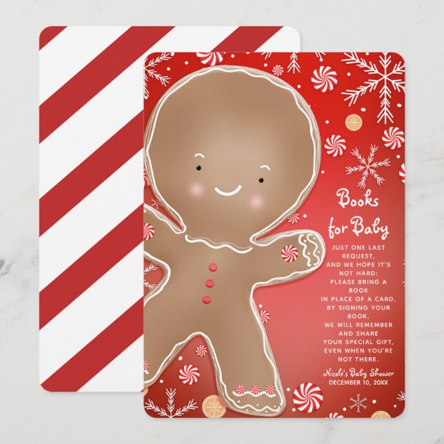 Peppermint Gingerbread Man Holiday Book Request Einladung (Vorne/Hinten)