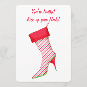 Peppermint High Heel Strumpf Weihnachtseinladung Einladung