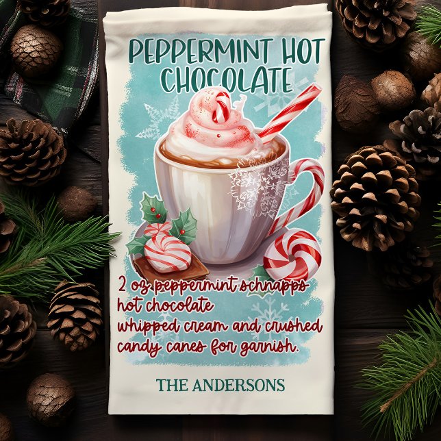 Peppermint Hot Chocolate Weihnachtscocktail Rezept Geschirrtuch (Von Creator hochgeladen)