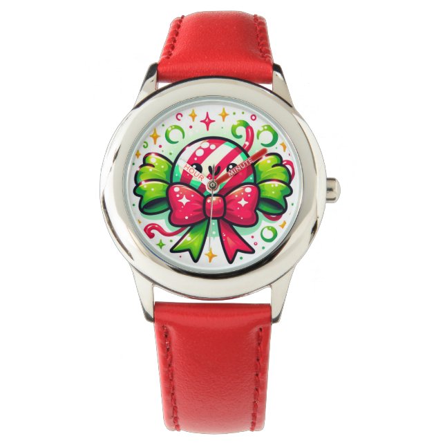 Peppermint Joy: Holiday Candy Character Armbanduhr (Vorderseite)