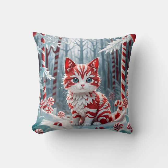 Peppermint Kitten - Candy Cane Forest Pillow Kissen (Vorderseite)