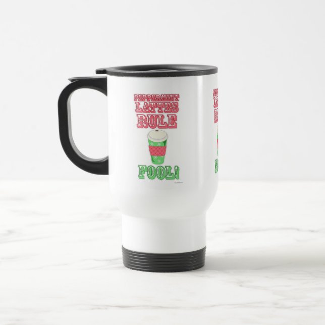 Peppermint Latte Funny Niedlicher Cartoon Slogan Reisebecher (Links)