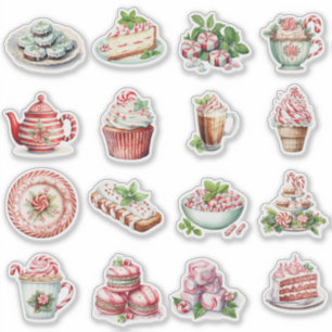 Peppermint-Leckereien Rot und Grün Aufkleber