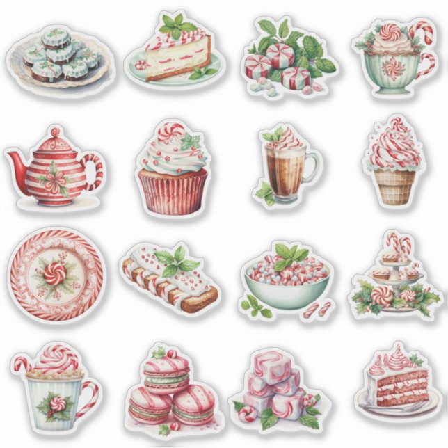 Peppermint-Leckereien Rot und Grün Aufkleber (Vorderseite)