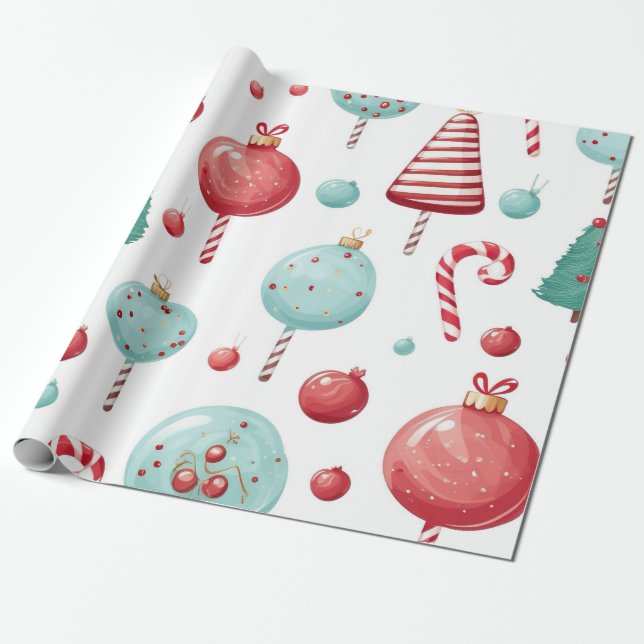 Peppermint Lollipop SweetShop Weihnachten Geschenkpapier (Ungerollt)