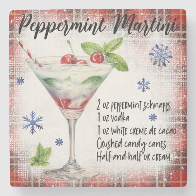 Peppermint Martini Recipe Marmor Untersetzer (Vorderseite)