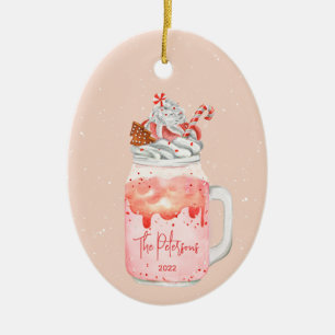 Peppermint Milkshake Weihnachtsfeiertage Keramik O Ornament