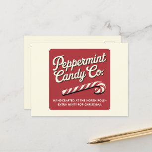 Peppermint Nordpol Bonbons hinzufügen Nachricht Feiertagspostkarte