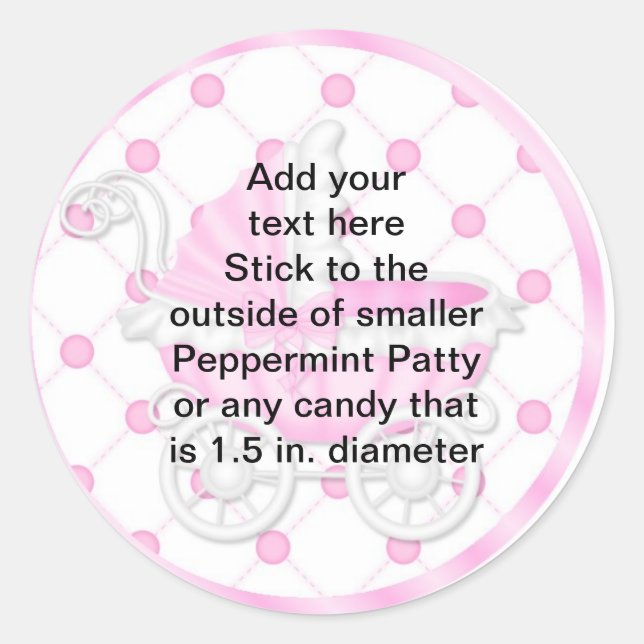 Peppermint Patty Stickers Baby Shower FAVORS (Vorderseite)