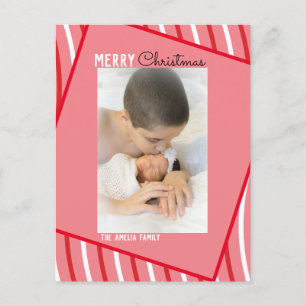 Peppermint Rainbow Weihnachten Rosa Foto Postkarte