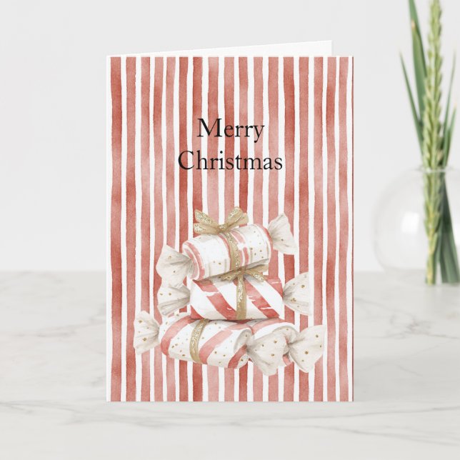 Peppermint Red Stripes Christmas  Karte (Vorderseite)