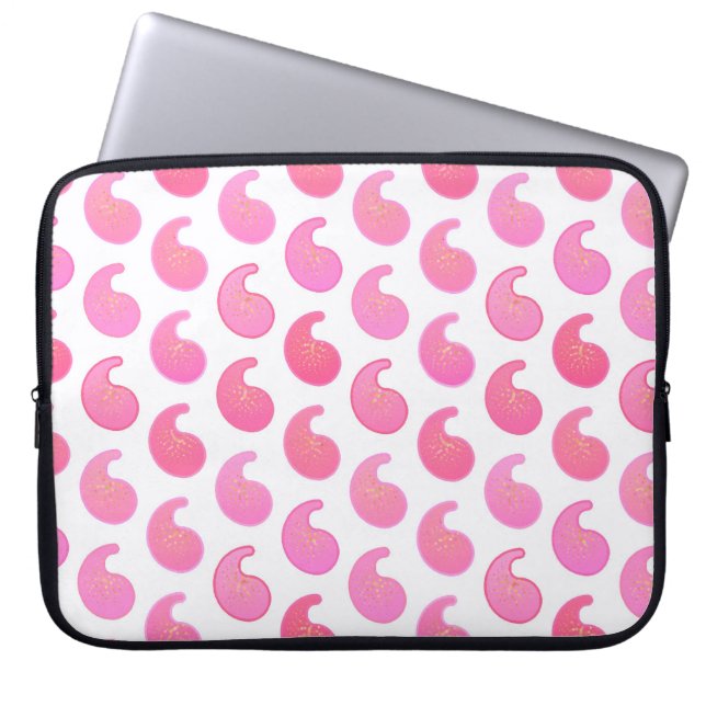 Peppermint, rosa Paisley, weiß Laptopschutzhülle (Vorderseite)