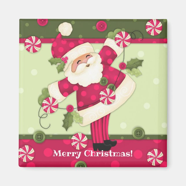 Peppermint Santa Custom 2"x2" Square Magnet (Vorne)