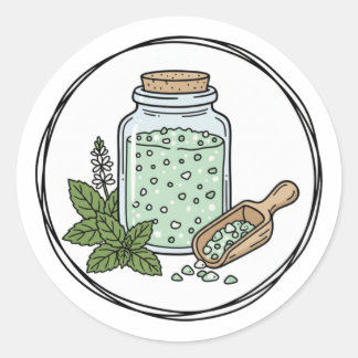 Peppermint Scrub Label Illustration | Mint Spa  Runder Aufkleber