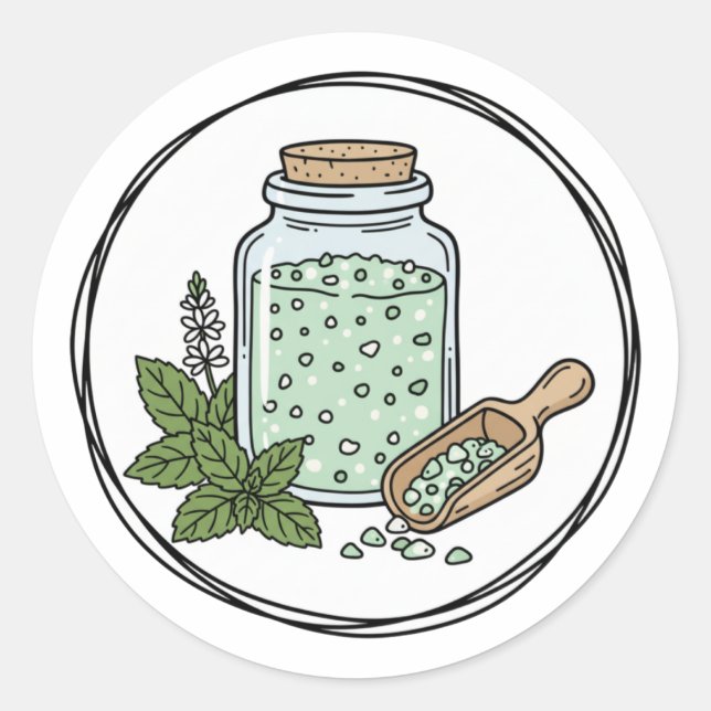 Peppermint Scrub Label Illustration | Mint Spa  Runder Aufkleber (Vorderseite)