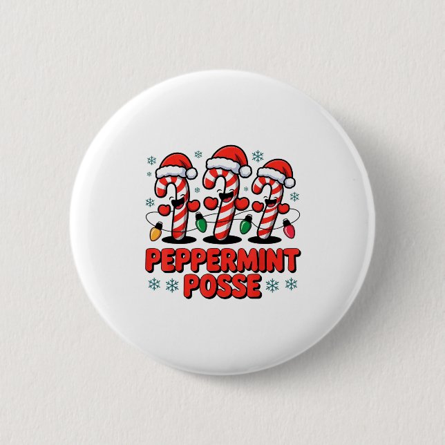 Peppermint Sse Candy Cane Funny Christmas Santa Ha Button (Vorderseite)