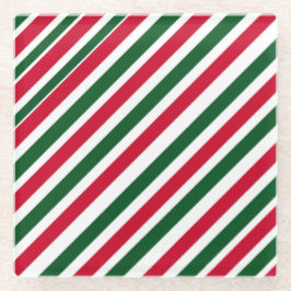 Peppermint Stick Stripes in Red, Green, and White Glasuntersetzer