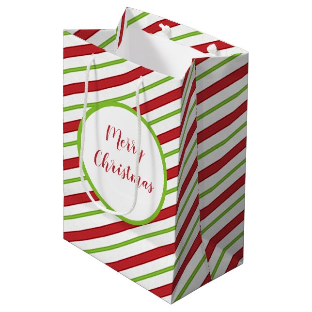 Peppermint streifen Gift Bag Mittlere Geschenktüte (Vorderseite Schrägansicht)