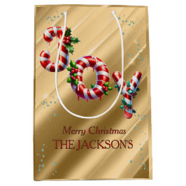 Peppermint Stripe Freude Weihnachten Mittlere Geschenktüte